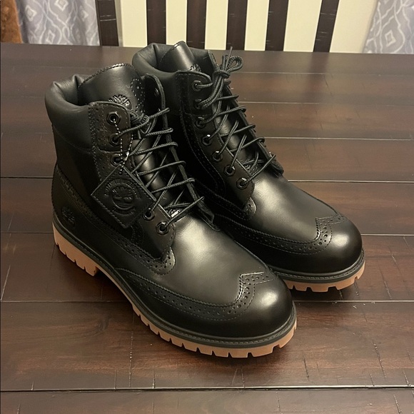Timberland 6” Premium Brogue Boots new black Men’s Size 9 - Picture 2 of 14